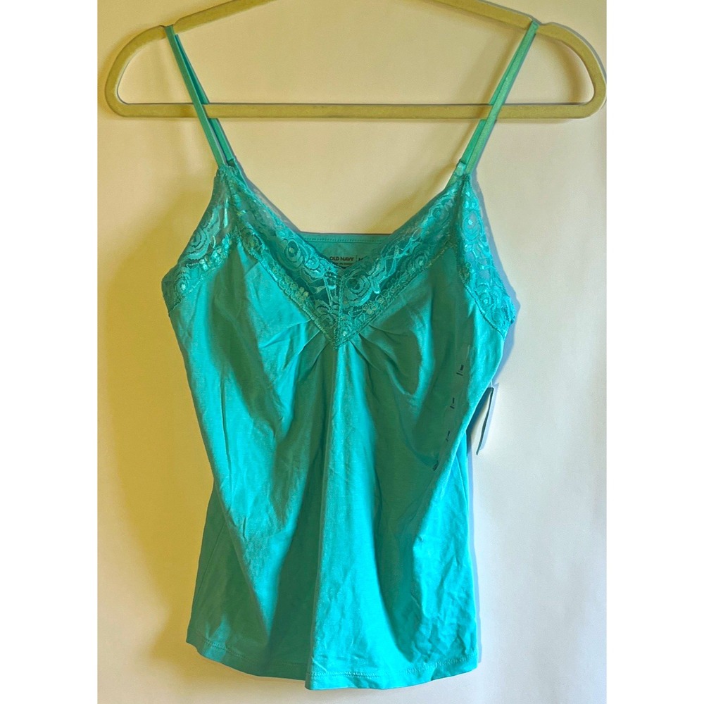 Old Navy Y2K Lace Trim Camisole Tank Top Babydoll Retro Fairy Medium Blue NWT